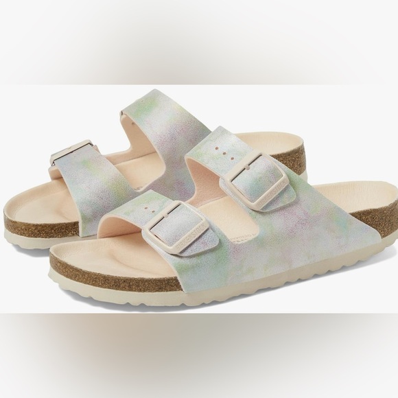 Birkenstock Arizona Vegan Iridescent Light Rose Microfiber Sandals - Picture 10 of 10